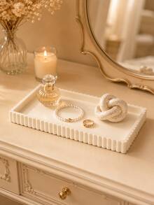 1pc Rectangular Wavy Edge Vanity Tray, Modern Decorative Countertop Organizer, Suitable For Perfume, Skincare, Candles, Jewelry, Soap, Towels And Small Home Decor, Bathroom Accessories, Toothbrush Holder, Brush Holder, Home Decor, Room Decor, Autumn Home Decor - Multicolor - View 10