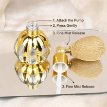 Retro Gold Glass Perfume Spray Bottle, With Air Bulb, Refillable Empty Atomization Bottle, Portable Travel Perfume Storage Container, Women Retro Decoration Perfume Spray, Exquisite Style Perfume Bottle Gift - Multicolor - View 5