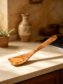 Olive Wood Spatula, 30 Cm Long, A Kitchen Spatula Made From Olive Wood That Is Gentle On Cookware And Serves As A Practical Cooking Utensil; Also Suitable As A Gift - Brown - View 1