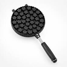 Plum Blossom Pancake Maker, Multi-Cavity Stovetop Cake Pan With Double-Sided Hinged Design And Long Handle, Flower-Shaped Mold For Mini Pancakes, Filled Pastries, Cake Bites And Homemade Snacks - Black - View 2