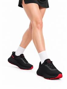 Under Armour Women's Sneakers, Shock-Absorbing, Wear-Resistant, Lightweight, Breathable Running Shoes For Fitness Training - Black/Red - View 3