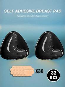 1 Set Women's Free Gift 30pcs Breast Pads | Double-Sided Adhesive Breast Pads, Invisible Sticky Breast Pads, Suitable For Large Breasts, Can Be Attached To Bikini Swimwear Bra, Can Be Used In Winter - Thick style - View 10