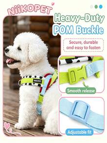 Cow Print Dog Harness And Leash Set, Colorblock Soft Padded Anti-Pull Pet Vest Harness, Adjustable Buckle Comfortable Dog Walking Set, Suitable For Outdoor Daily Use - Multicolor - View 8