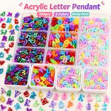 100pcs Mixed Color Electroplated Acrylic Letter Beads, Random Assortment, Handmade DIY Jewelry Making Accessories - English Letter Pendant - View 9