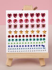 1pc Colorful 3D Geometric Star Square Heart Rhinestone Face Stickers For Women, Y2K Daily Makeup, Festival Gift, DIY Music Festival Party Prom Face And Body Decor - Multicolor - View 11