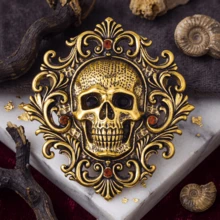 1pc Vintage Zinc Alloy Micro-Inlaid Rhinestone Skull Brooch, Memento Mori Baroque Skull Pin For Dress, Coat, Scarf, Bag, Suitable For Women's Daily And Party Wear - Skull - View 1