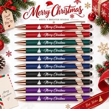 10pcs Merry Christmas Sign Ballpoint Pen Laser Engraved Merry Christmas Ballpoint Pen With Stylus Tip Metal Stylus Desk Additions Christmas Decorations For Home Office Shelf Table Desk Gift For Women - Multiple Styles - View 2