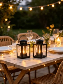 1pc/2pcs Mini Iron & Glass Lantern Candle Holder, Portable Hanging Tea Light Lamp, Windproof Glass Candle Holder Small Lantern, Vintage Desktop Decor For Christmas, Wedding, Party Atmosphere - Black - View 8