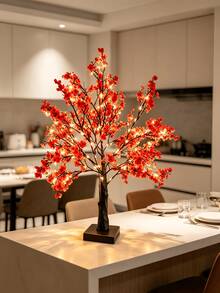 1PC 55CM Red LED Tree Lamp Fairy Light 60LED Warm Light USB Battery Powered Holiday Table Decor - Multicolor - View 10