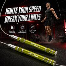 MOGOLD Professional Self-Locking Speed Jump Rope - 3 Meters Adjustable Steel Cable, Smooth Dual Bearings, Non-Slip Aluminum Alloy Handles, Adult Fitness/Boxing/Weight Loss High-Speed Jump Rope - T07 - View 7