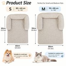 Pet Sofa Protector Pad With Three-Sided Fence, Thickened Plush Dog Bed, Removable Washable Soft Comfortable Pet Sofa Bed, Furniture Seat Cushion, Suitable For Small And Medium Dogs And Cats Home Rest - Multicolor - View 2