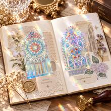 Moonlight Window Series PET 3D Holographic Sticker Pack, Vintage Window Ice Crystal Scrapbooking Material Stickers, DIY Decorative Stickers - Multicolor - View 6