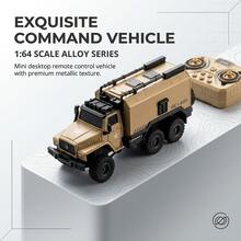 1:64 Mini RC Military Command Truck, Alloy Remote Control Car, 2.4GHz Wireless RC Truck With APP Control, LED Light, Horn & Music, Speed Adjustment, Auto Demo, Desktop Simulation Model Toy Car For Boys Girls Birthday Gift - Multicolor - View 4