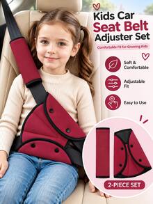 2pcs Kids Car Seat Belt Adjuster + Shoulder Pad Set, Anti-Choke Shoulder Belt Positioning Protector, Soft Comfortable Detachable, Car Seat Accessories For 3-6 Years Old Children - Multicolor - View 18