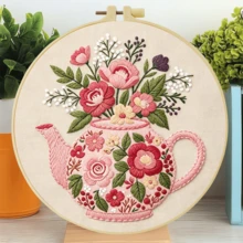 1件 20*20cm/7.9*7.9in 花卉動物刺繡套件,DIY手工刺繡套裝,適合成人初學者,居家禮物,女性縫紉禮物,含使用說明書、印花布料、刺繡框、針與線 - 20x20公分/7.9x7.9英吋 - 查看 12