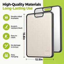 AZDELE Kitchen Titanium Steel Chopping Board, Double-Sided Chopping Board, Made Of Pure Titanium And Wheat Straw PP Material, Easy To Clean, Large Size 15.8*12.5" - Silver - View 3