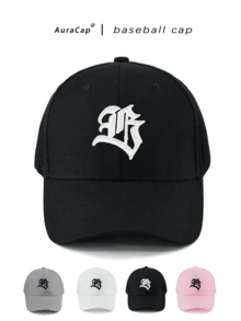1 buah Topi Baseball Pria Bordir Huruf Gothic, Topi Kasual Pelindung Matahari yang Dapat Diatur, Cocok untuk Perjalanan Musim Semi/Musim Gugur, Pantai, Pesta - Hitam - View 1