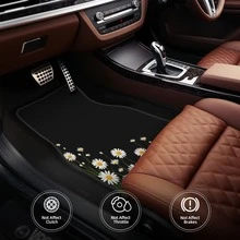 4pcs Car Floor Mats And Trunk Mat, Car Interior Floor Mat, Car Protection Mat, Polyester Material, Daisy Style, Suitable For Truck/Sedan/SUV - Daisy - View 7