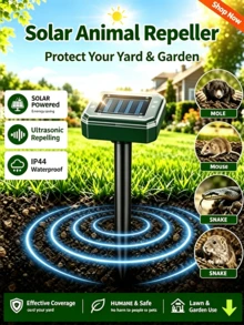 Set Solar Ultrasonic Waterproof Animal Repeller, Ultrasonic Rodent Repellent, 300mAh, Effectively Repels Birds, Snakes, Rats, Dogs And Other Animals, Ground Mountable, Suitable For Outdoor Yards, Gardens, Orchards And Other Locations, 1/2/4/6-Piece - A - View 2
