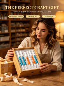 2pcs/1set Automatic Dispensing Diamond Painting Pen, No Wax Needed, Non-Slip Reusable, Rhinestone Dotting Tool, Suitable For DIY Diamond Painting Projects, 3 Colors Available, Suitable For Art Enthusiasts, Can Be Used As A Gift - Sets - View 4