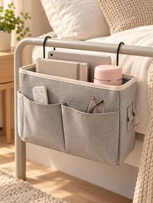 2pcs/1pc Bedside Hanging Storage Organizer, Washable Fabric Material, Suitable For Dormitory Bunk Bed, Desk And Other Places, Equipped With Metal Frame Hook, Can Hang Multiple Storage Pockets. - Multicolor - View 5