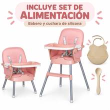 Silla alta para niños, dos modos de altura, incluye vajilla - Rosa - Ver 7