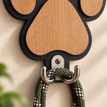 1Pc Dog Paw Wooden Leash Holder, Wall Mounted Pet Lead Hook, Decorative Hanging Hanger For Dog Collar, Leash, Keys, Hats, Coats, Entryway Mudroom Hallway Organizer, Rustic Farmhouse Wood Pet Supplies, Cute Gift For Dog Mom Dad, Home Decor - View 8