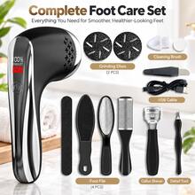 Alat Penghilang Kapalan Kaki Elektrik Profesional untuk Perawatan Kaki, Alat Pengikis Kulit Mati Tumit, Pengikis Kaki Elektrik Isi Ulang 1500mAh - Hitam - View 4