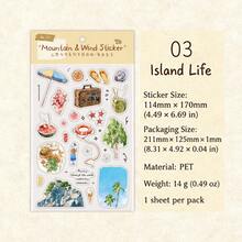 Stiker Dekoratif DIY untuk Perencana PET Artistik Harian Seri Gunung & Angin, 4 Lembar Datar, Cocok untuk Buku Catatan, Buku Harian, Perencana, Musim Kembali ke Sekolah - A - View 13