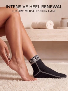 Foot Moisturizing Socks, Minimalist Soft Elastic Fabric Closed Toe Design, Elastic Cuff, Locks In Moisture And Helps Foot Cream Absorption, Nourishing Spa Foot Care Socks, Suitable For Dry Feet, Cracked Heels, Home Foot Care, Overnight Care, Winter Use, Christmas Gift - Multiple Styles - View 3