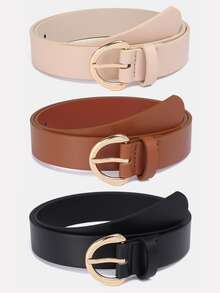 1pc/3pcs Solid Color Casual PU(Polyurethane) Women's Belt Suitable For Daily Use - A - View 1