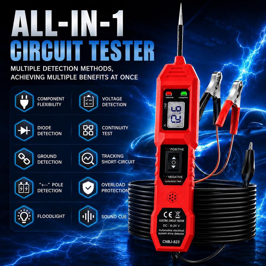 CNBJ-823 Digital Power Probe Tester 6-24V Automotive Circuit Tester Automotive Voltage Test Tool Electrical Repair Diagnostic Equipment - one-size - View 1