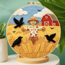 20x20cm/7.9x7.9 Inch DIY Needle Felting Starter Kit,Wool Felt,Autumn Animal Theme Includes Instruction Manual,Embroidery Frame,Stamping Needle,Foam Padding,Wool And Felt,Handicraft Embroidery For Home Decoration,Suitable Gift For Special Occasions - Autumn Animal Theme - View 5