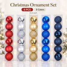 Christmas Ball Ornaments 6PCS Set, 8cm Hanging Baubles For Tree Garland Window Party Decor, 5 Colors - 8cm-6PCS - View 2