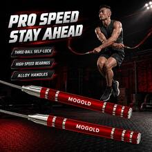 MOGOLD Professional Self-Locking Speed Jump Rope - 3 Meters Adjustable Steel Cable, Smooth Dual Bearings, Non-Slip Aluminum Alloy Handles, Adult Fitness/Boxing/Weight Loss High-Speed Jump Rope - T07 - View 2