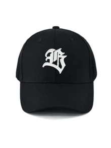 1pc Men's Gothic Letter Embroidered Baseball Cap, Adjustable Sun Protection Casual Hat, Suitable For Spring/Autumn Travel, Beach, Party - Black - View 5