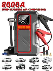 Alat Bantu Start Mobil 2-in-1 8000A dengan Pompa Ban 140PSI, Starter Aki 12V, Kompresor Udara, Layar Digital, Lampu LED, dan Power Bank USB, Penting untuk Perjalanan Jauh di Cuaca Dingin dan Musim Dingin, Hadiah untuk Pria dan Wanita - Wireless - View 1