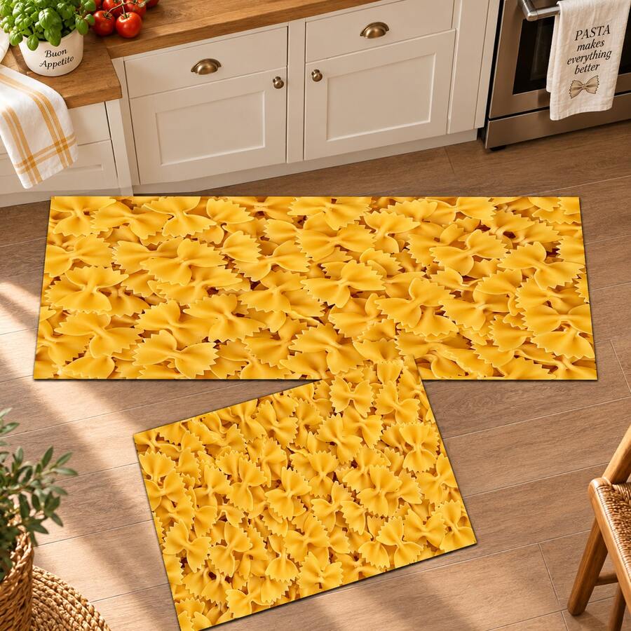 Pasta Print Long Runner Rug, Home Indoor Decoration, Kitchen Long Mat, Entryway Doormat, Hallway Entrance Decor, Bedroom Bedside Rug, Living Room Rug, Laundry Room Mat, Bathroom Bath Mat, Suitable For Apartment, Dorm And Home Daily Decor - Multicolor - View 1