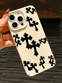1件 白色與黑色十字設計極簡全包覆 TPU 防震手機殼，適用於 Apple 18 17 16 15 14 13 12 11 Pro Max Air 及系列 - 彩色 - 查看 3