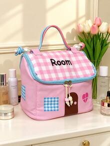 "Dopamine Style" Makeup Bag, Wide Mouth Design, Novel Style, Suitable As A Gift Or Toiletry Bag, House-Shaped Design, Compartmentalized Storage For Toiletries And Cosmetics, Large Capacity, Suitable For Vanity, Bathroom Countertop Or Packing In Luggage - Multicolor - View 15