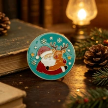3Pcs Christmas Enamel Brooch Set, Santa Claus Reindeer Glove Tree Lapel Pin, Gold Tone Rhinestone Holiday Badge For Women Clothing Decor Gift - Multicolor - View 4