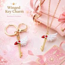 1pc 2026 Newest Popular Necklace Magical Girl Sakura Bird Staff Magic Wand Keychain Pendant Accessory - Birthday Gift - Halloween Gift - Party Gift - Best Gift - Multicolor - View 1