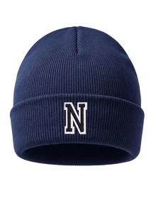 1pc Custom A-Z Embroidered Letter Ribbed Knit Beanie,Unisex Y2K Streetwear Aesthetic, Winter Warm Soft Outdoor Ski Commute Cap, Christmas New Year - Navy Blue - View 20