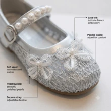 Girls' Solid Color Mesh Sandals 2026 Spring/Summer New Pearl Flower Bow Princess Shoes Performance Shoes - Silver - View 5