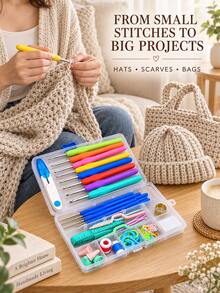 52pcs Crochet Hook Set With Storage Box, 16 Sizes Ergonomic Soft Grip Crochet Hooks, Complete Beginner Crochet Kit For DIY Knitting, Yarn Crafts, Pet Clothes, Socks And Handmade Projects - 52-piece Crochet DIY Kit With Storage Box - View 3