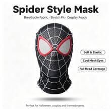 Disney Topeng Cosplay Superhero Laba-laba Merah & Hitam, Penutup Kepala Penuh Motif Jaring Laba-laba Lembut Elastis dan Bernapas, Aksesori Pesta Kostum Halloween, Hadiah Pesta Pasangan - MultiWarna - View 13