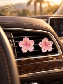 SAHRA 2pcs Floral Car Air Vent Fragrance Clips, Peach Blossom & Daisy Design, Decorative Car Air Freshener Clips, Fashionable Accessory To Upgrade Car Interior Appearance - Multi-color - View 7