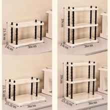1pc Multi-Functional Storage Rack, Exquisite Double/Triple Layer Design, Bathroom Cosmetic Organizer Rack/Cosmetic Storage Rack, Bathroom Accessories Cosmetic Rack, Kitchen Desktop Cup Holder, Room Decor Furniture Jewelry Storage Rack - Beige - View 4