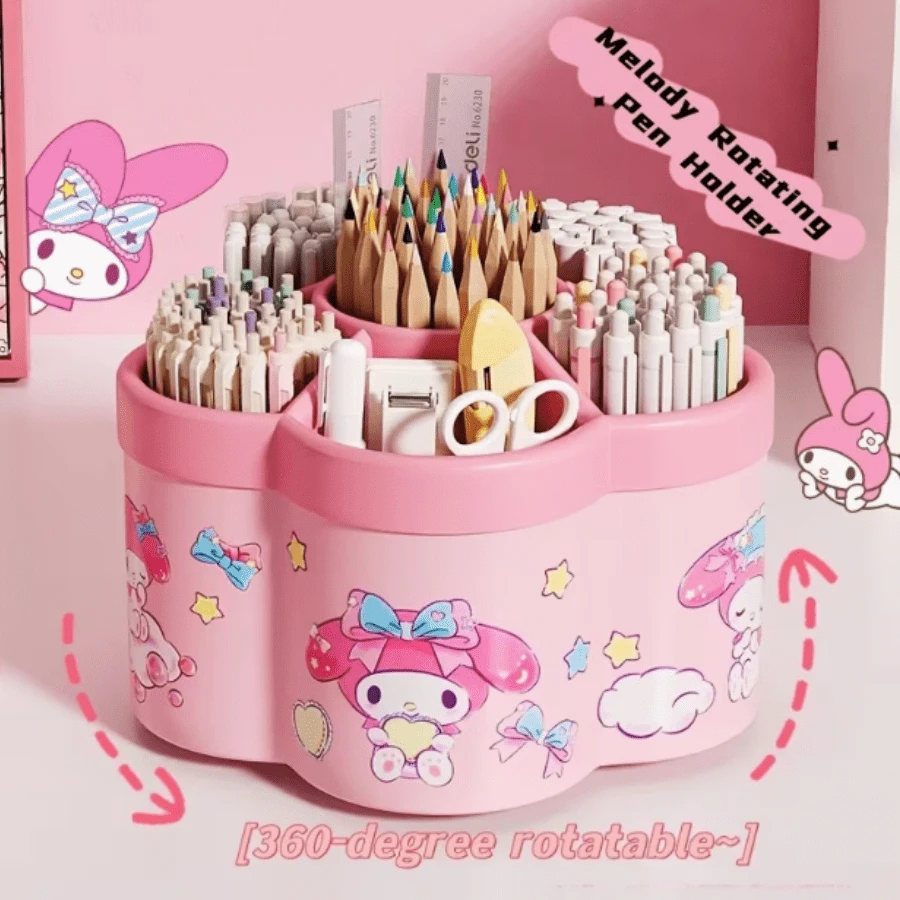 Hasbro Tempat Pena Kapasitas Besar Sanrio My Melody Berputar 360° - Gaya Pink Feminin, Kotak Penyimpanan Lucu & Praktis, Tempat Pena yang Dapat Diputar, Penyimpanan Terklasifikasi 6 Kompartemen, Desain Bukaan Ekstra Besar untuk Akses Mudah, Penggunaan Multi-Fungsional & Multi-Skenario, Tempat Pena Stiker DIY - Satu ukuran cocok untuk semua. - View 1