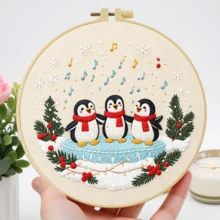 1PC 20*20cm/7.9*7.9in,Christmas Party Embroidery Kit, DIY Handmade Embroidery Set For Adult Beginners, Home Gift, Women's Sewing Gift, Including User Manual, Printed Pattern Fabric, Embroidery Frame, Needle And Thread. - 20x20cm/7.9x7.9in - View 6